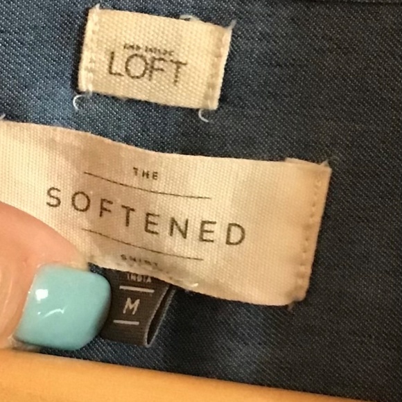 Loft Chambray tie-neck top - Picture 4 of 7